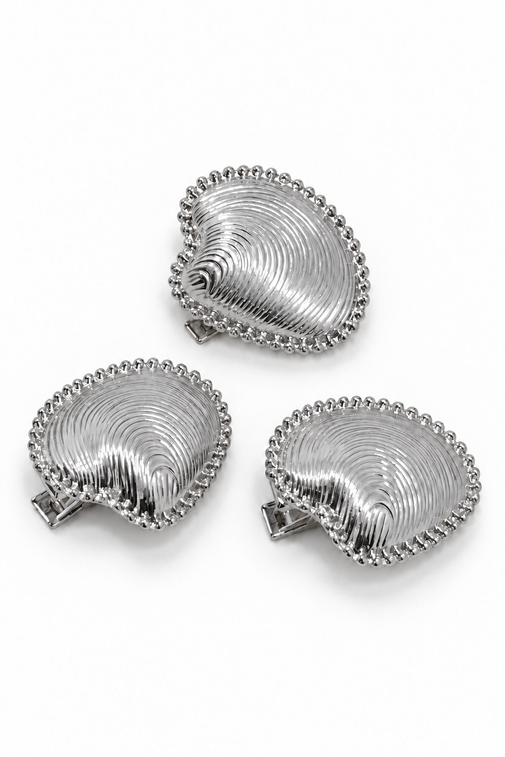 Coast Barrette Set in Silver, set of three shell clips