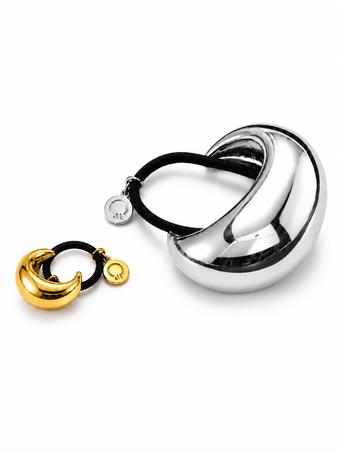 Nest Duo: Gold Mini + Silver Large on white background