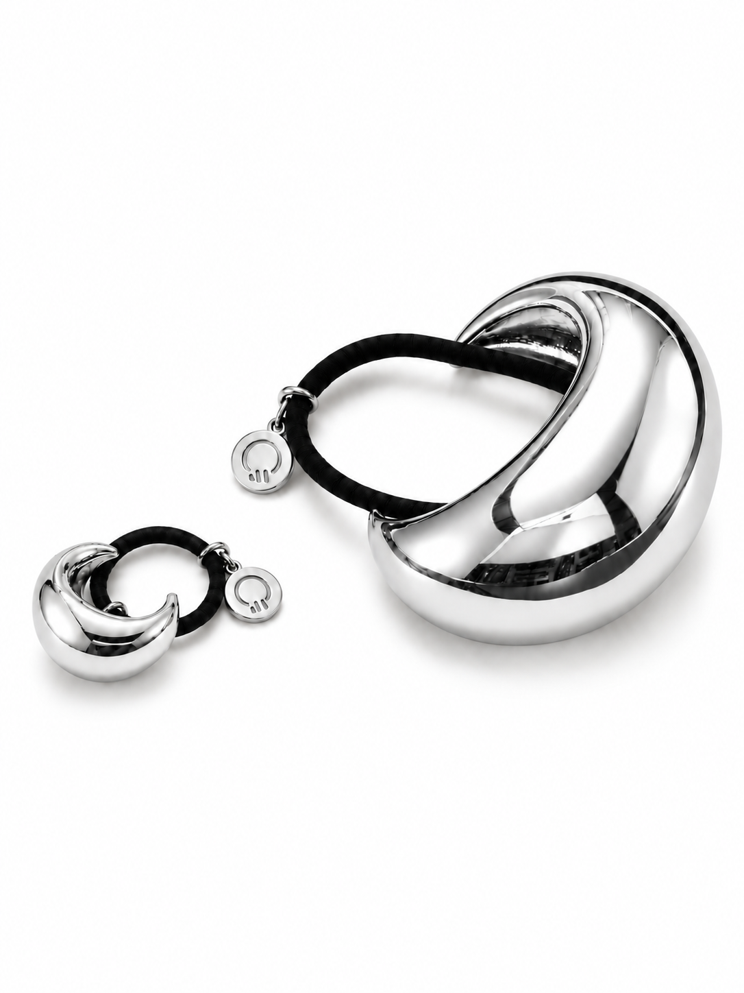 Nest Duo: Silver Mini + Silver Large on white background