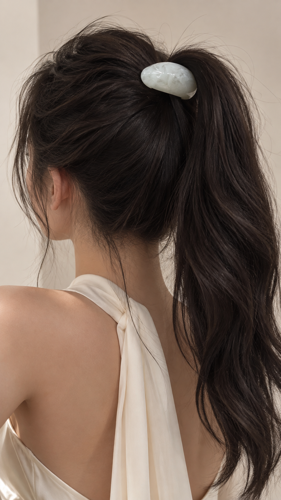 Cove Marbled Resin Pony Cuff worn in hair 2