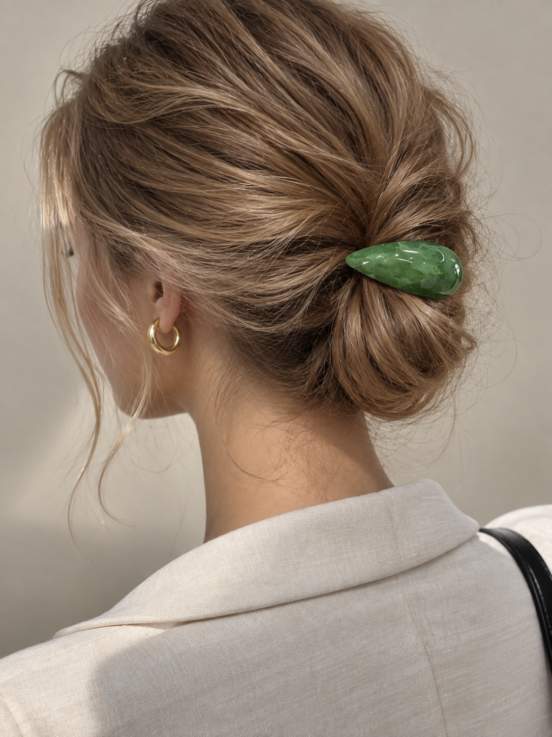 Cove Marbled Resin Pony Cuff worn in hair 5