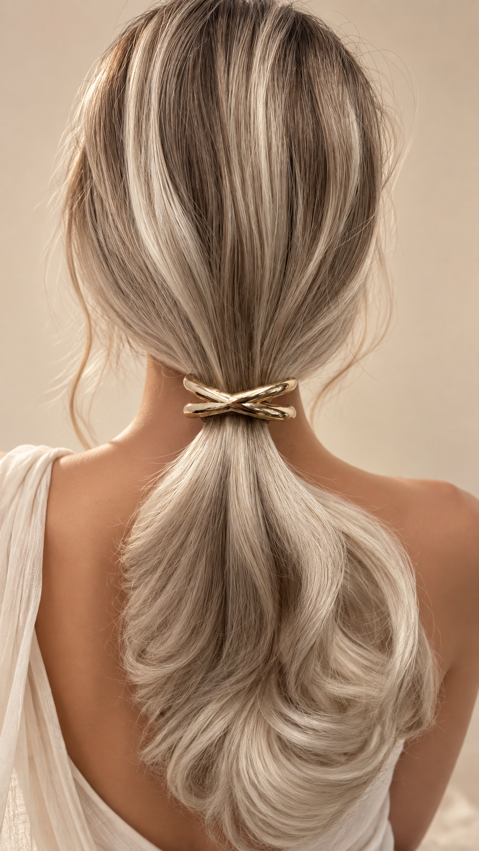 Interlace Crossed Loop Pony Cuff worn in hair 1