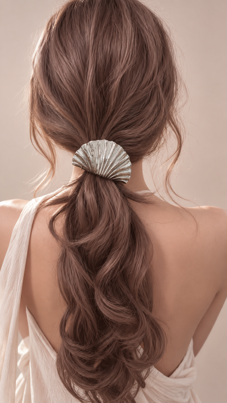 Solace Ribbed Shell Pony Cuff worn in hair 2