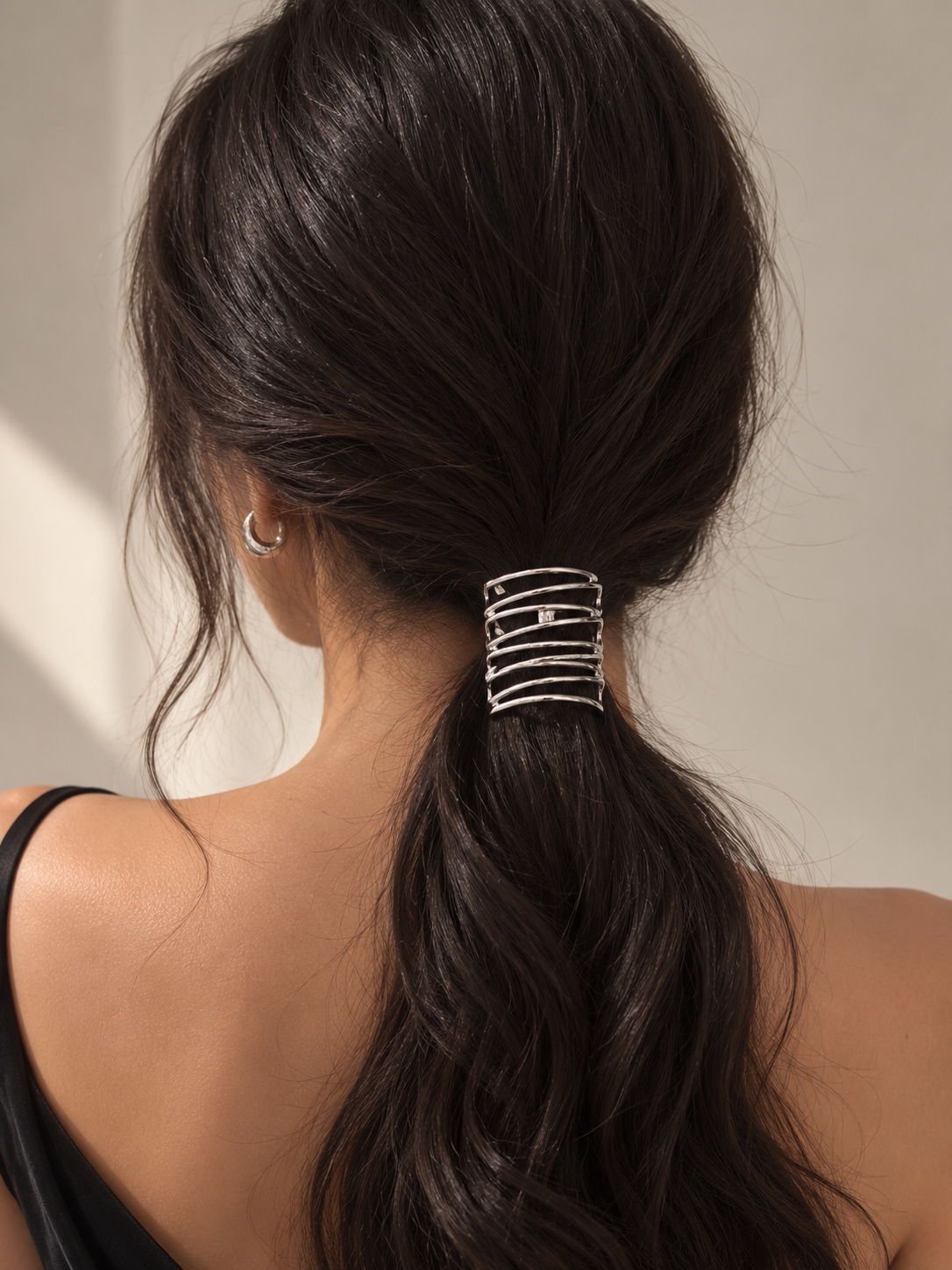 Cage Open-Frame Pony Cuff worn in hair 3