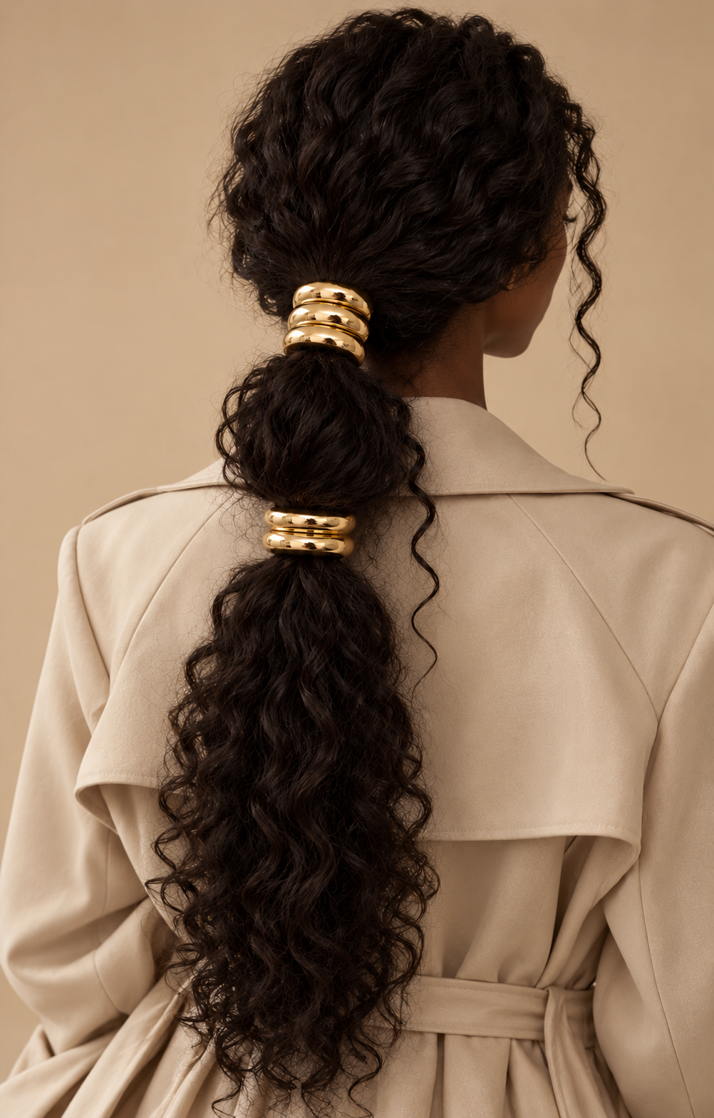 Tempo Three-Band Pony Cuff worn in hair 2