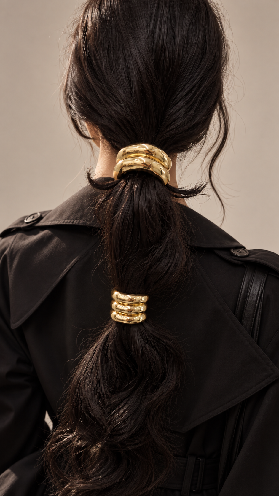 Tempo Three-Band Pony Cuff worn in hair 1