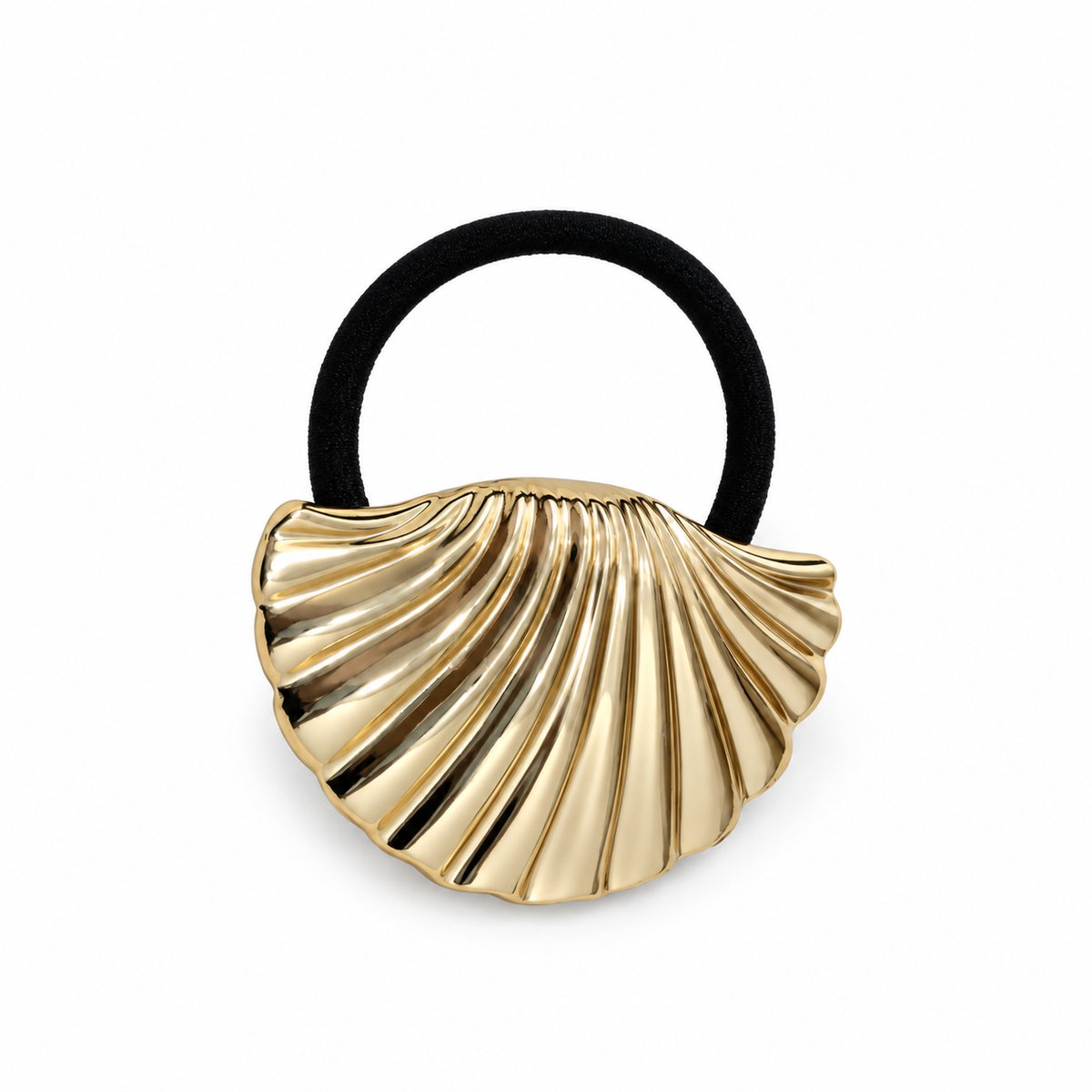 Solace Ribbed Shell Pony Cuff gold product view
