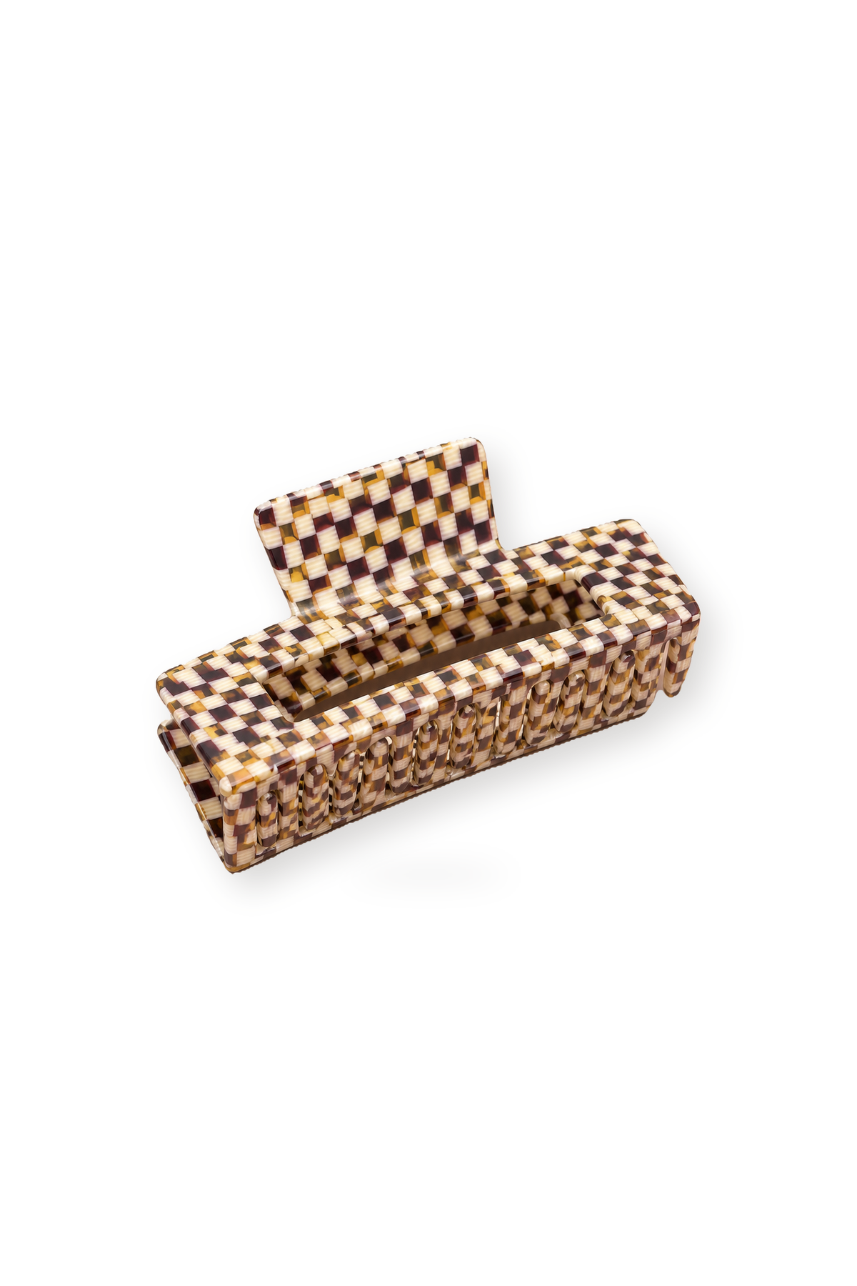 Trellis Checker Acetate Claw Clip